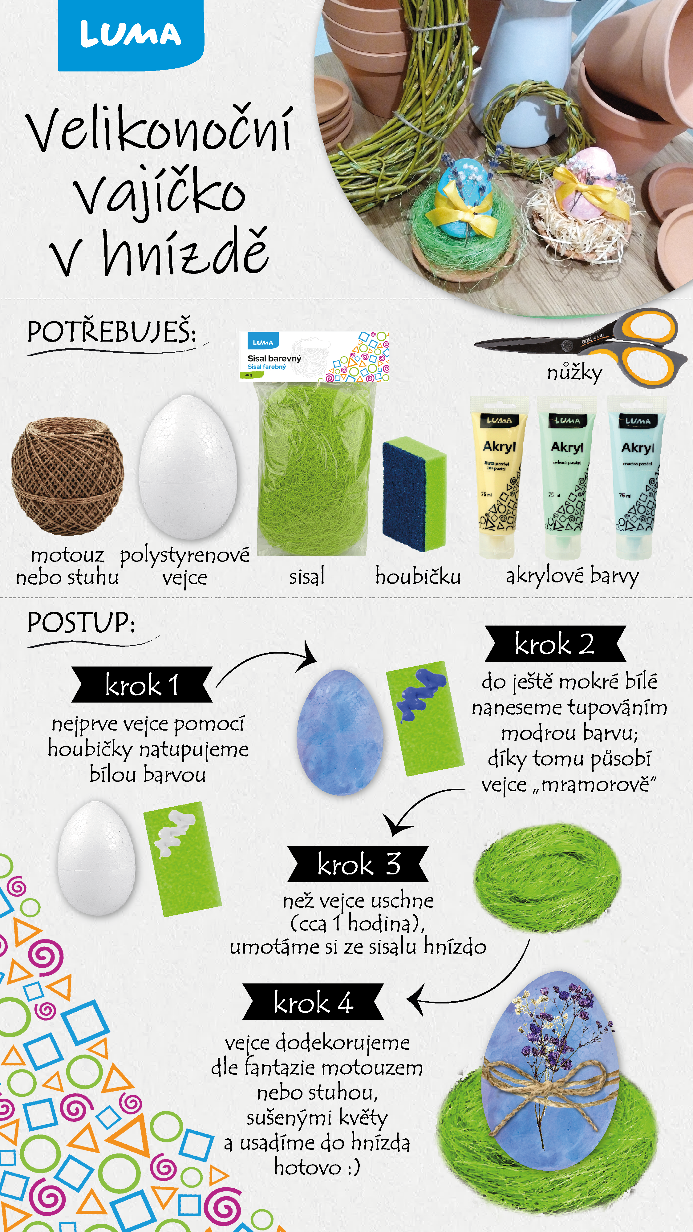 Velikonoční vajíčko v hnízdě