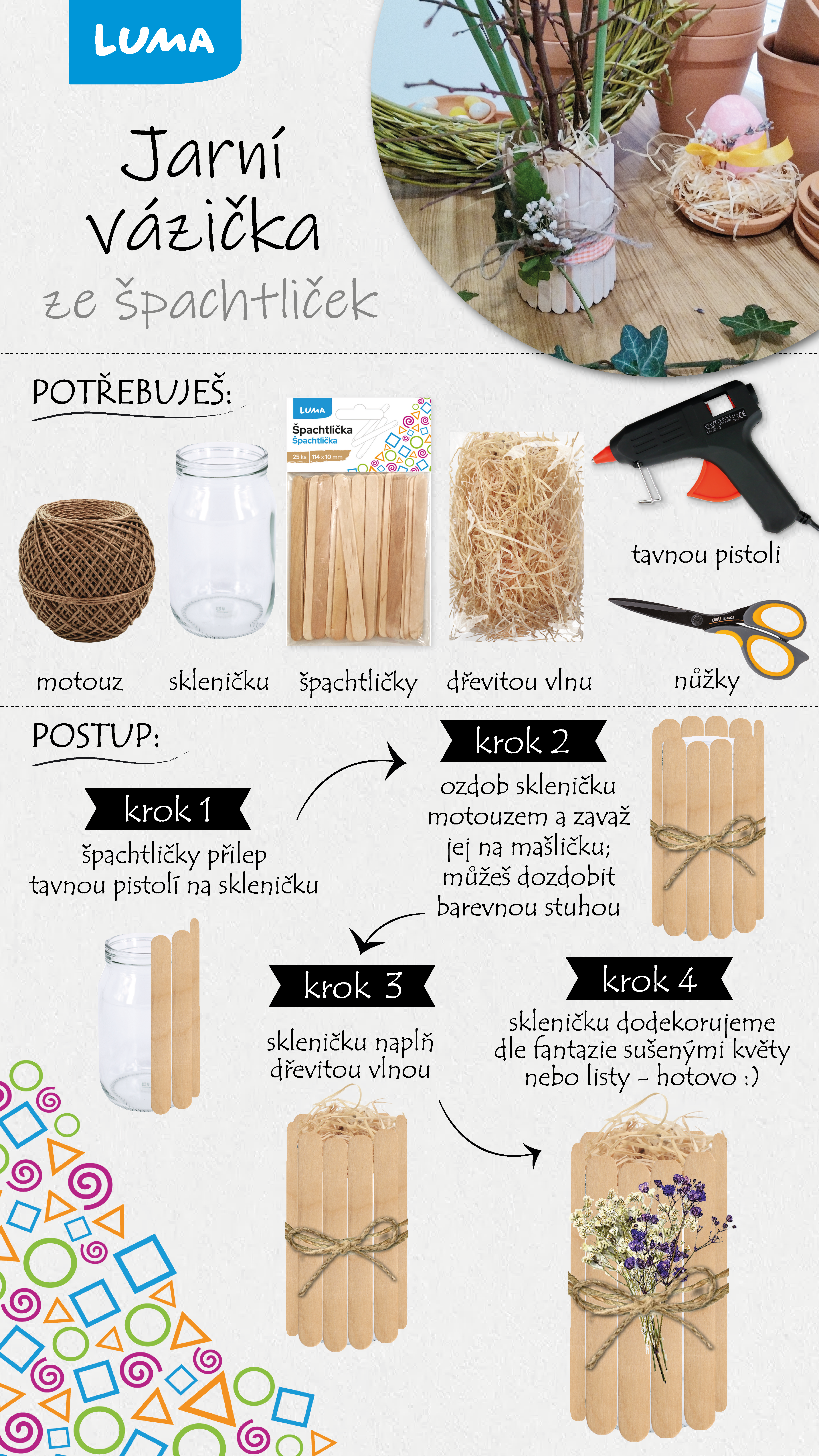 Jarní vázička ze špachtliček